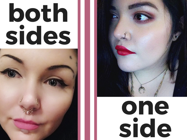 double nose and septum piercing
