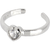 Sterling Silver 925 Cubic Zirconia Heart Toe Ring