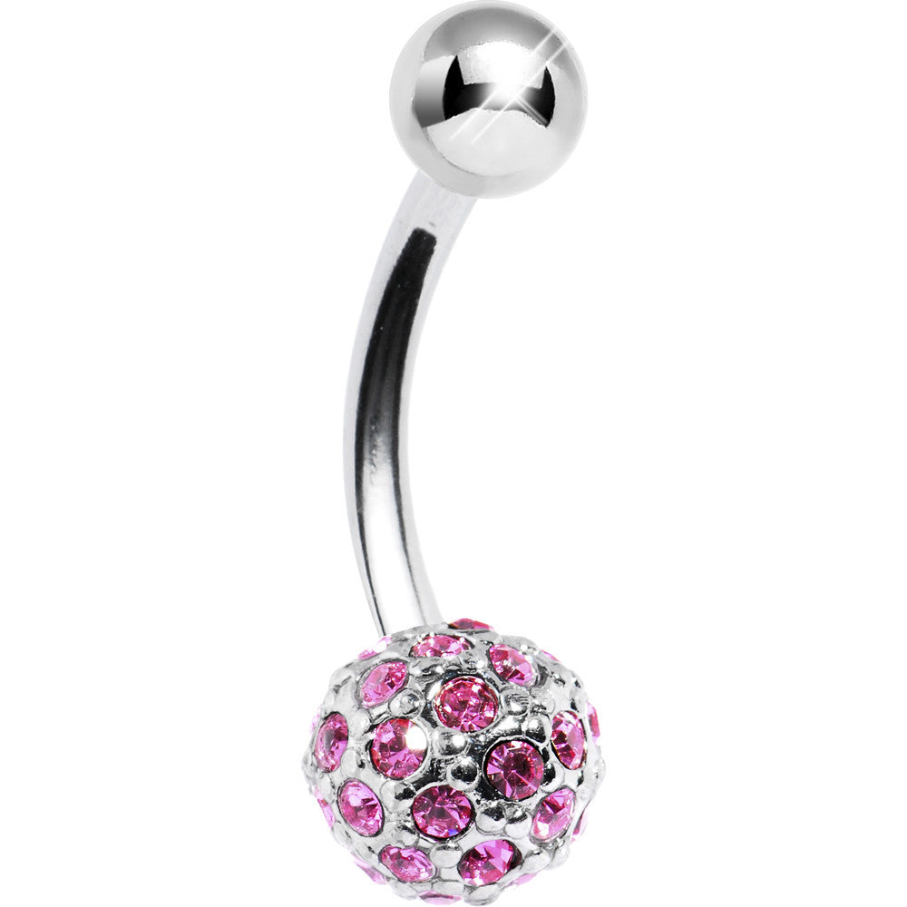 Passion Pink Crystal Ball Belly Ring 