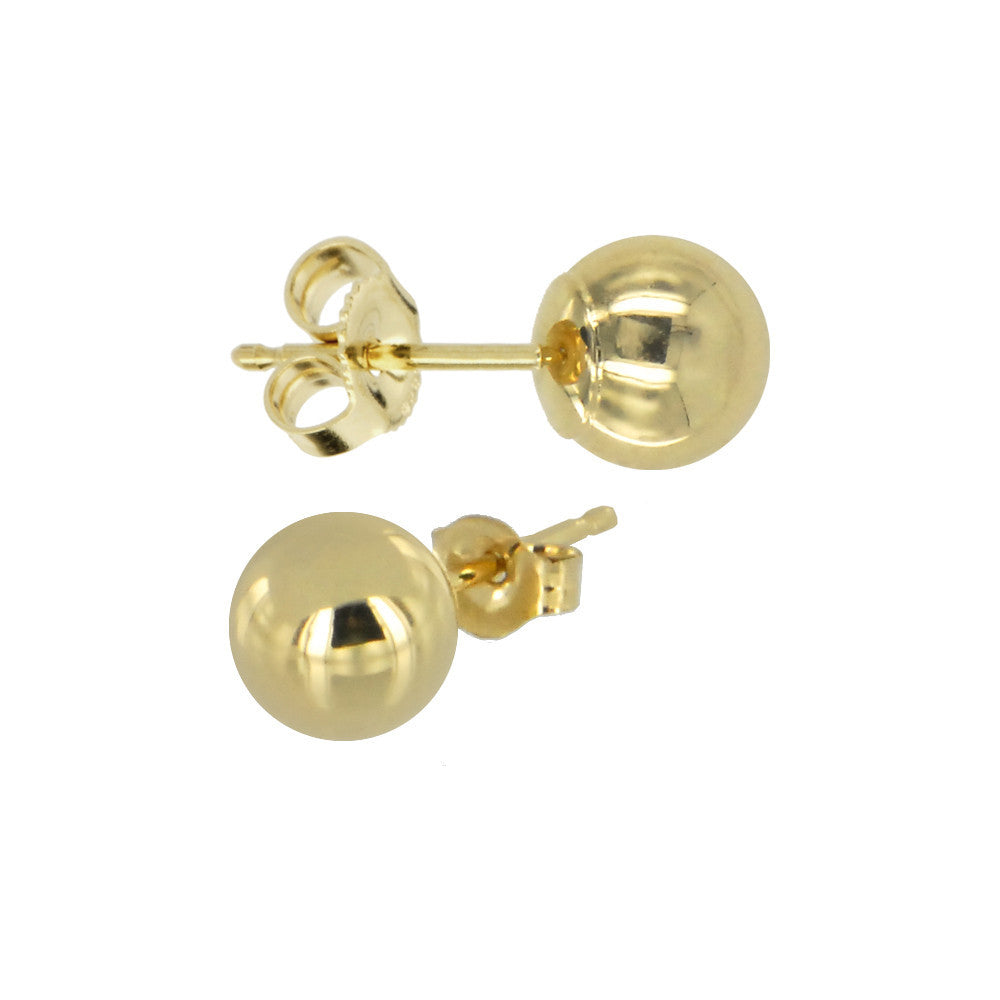 Solid 14KT Yellow Gold 6mm BALL Stud Earrings – BodyCandy