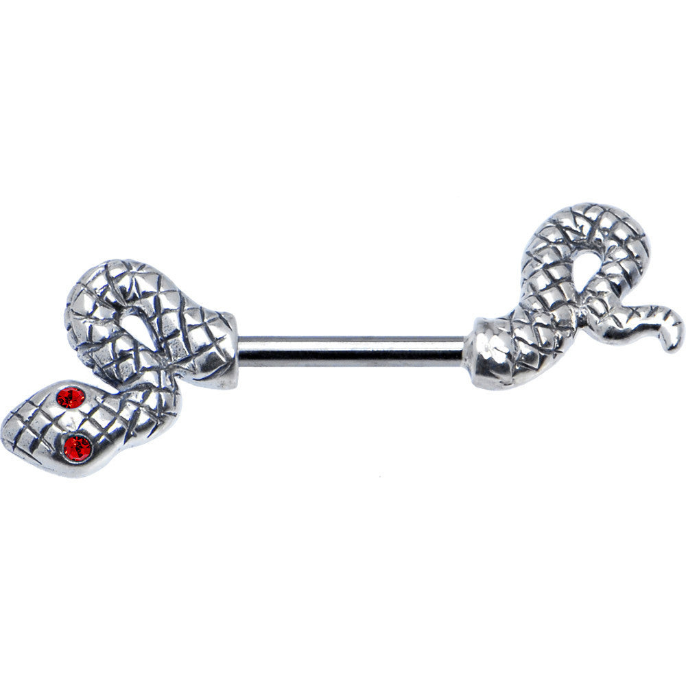 Red Gem Sterling Silver Snake Nipple 