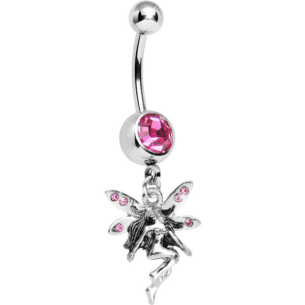 Pink Gem Floating Fairy Dangle Belly Ring – BodyCandy