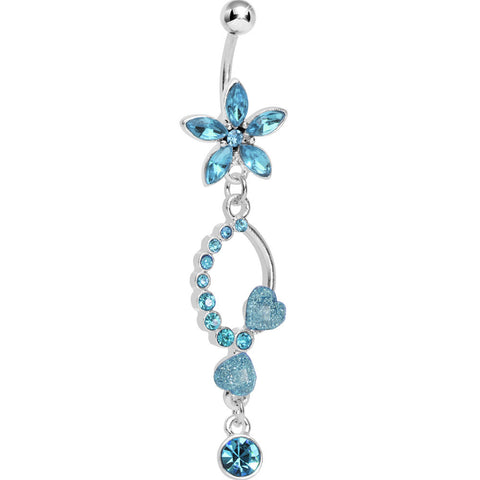 Blue Gem Flirty Flower Drop Belly Ring – BodyCandy