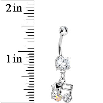 Crystalline Bling Music Note Double Gem Belly Ring