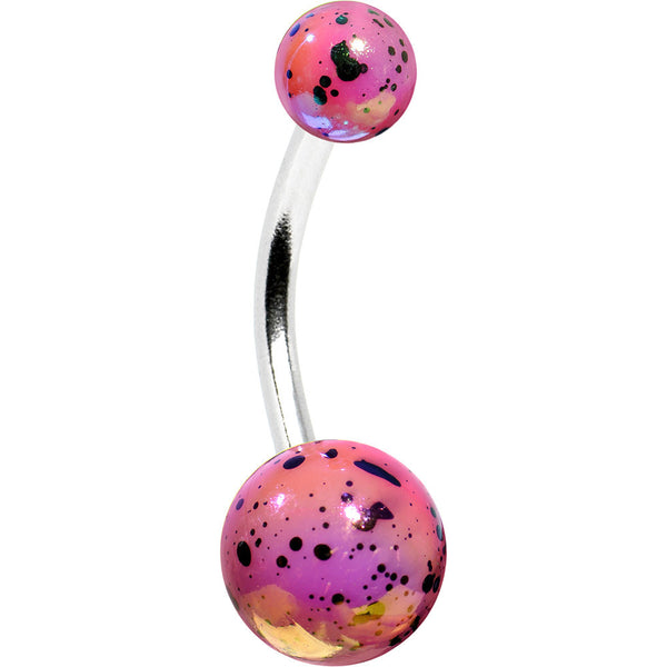 Pink Speckled Cosmos Belly Ring Bodycandy