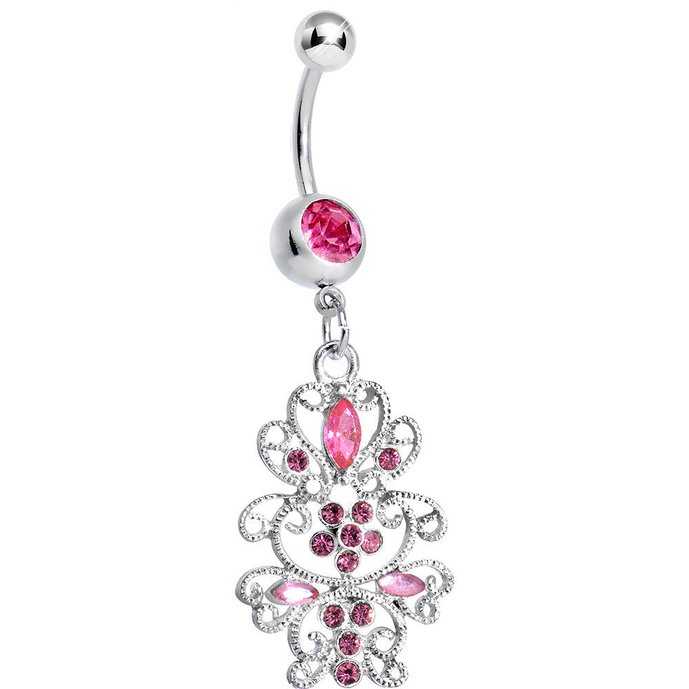Pink Gem Day of the Daisy Flower Dangle Belly Ring – BodyCandy