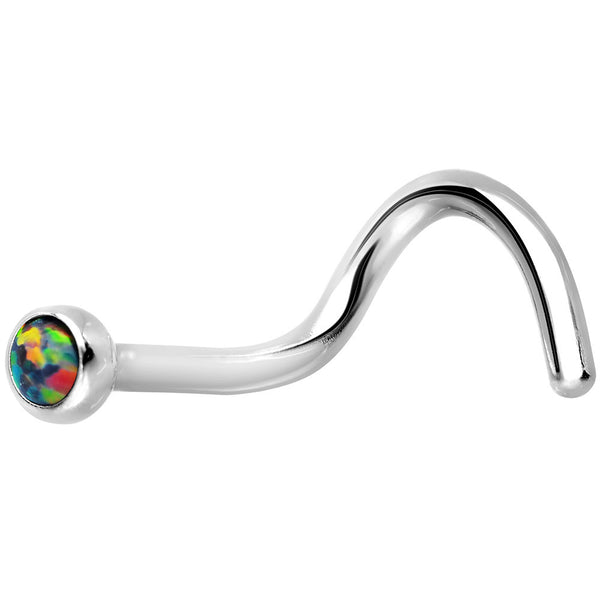 18 Gauge Black Synthetic Opal Stainless Steel Nose Screw