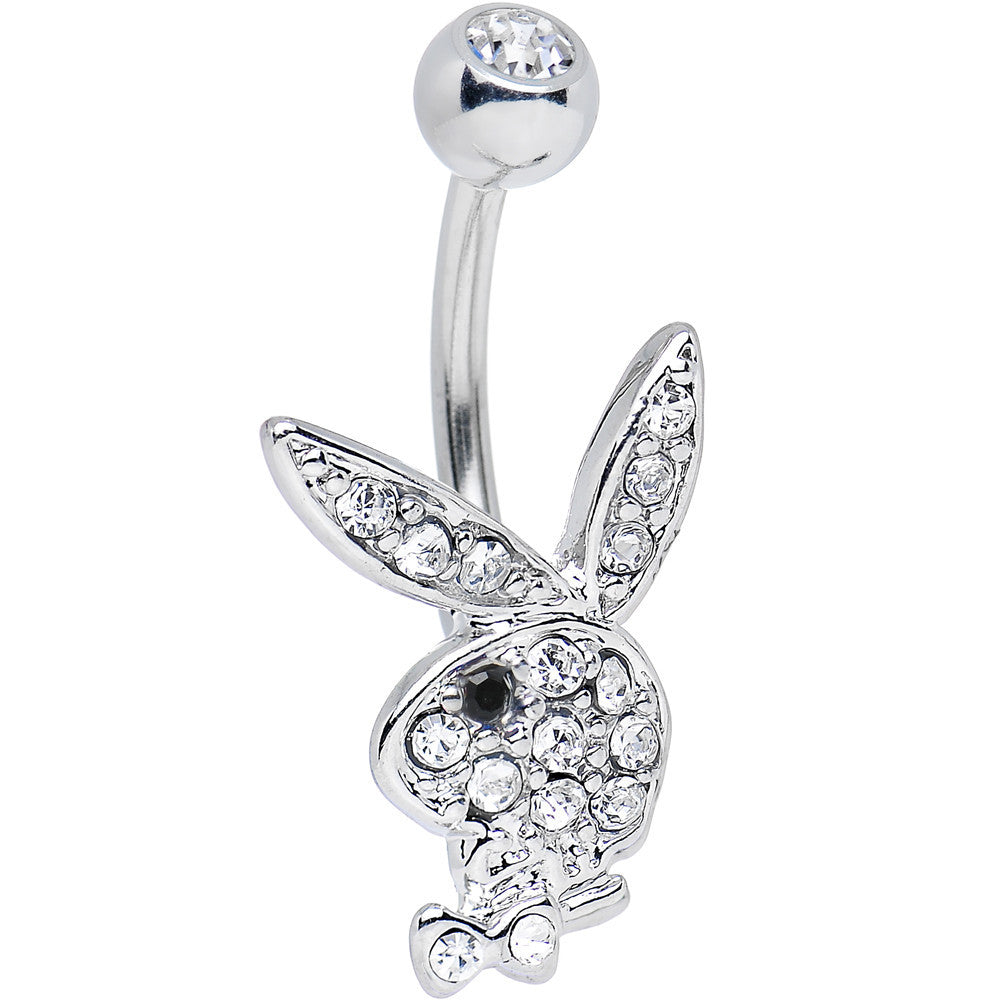 Image of Licensed Clear Gem and Black Gem Eye Playboy Bunny Belly Ring