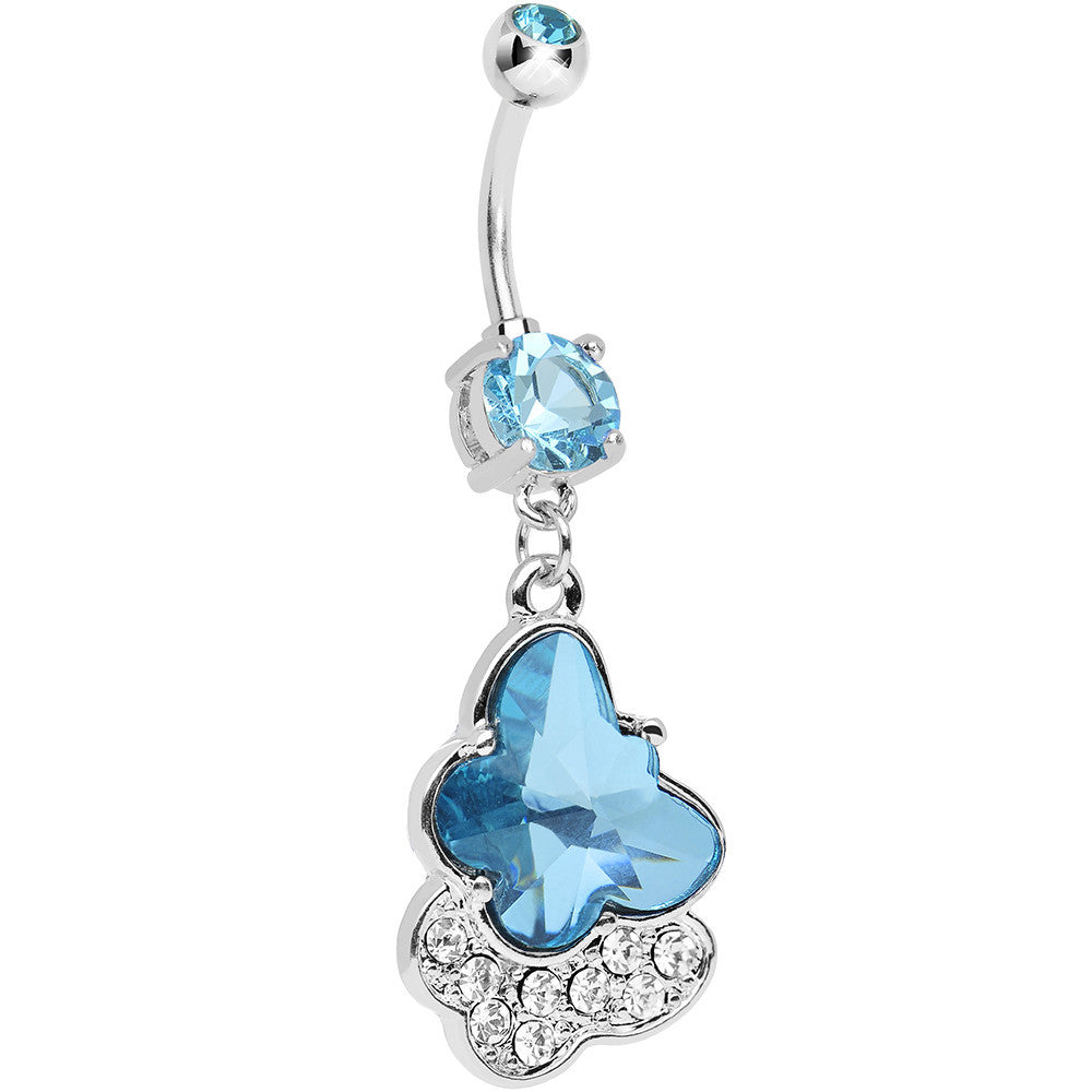 Download Aqua Cubic Zirconia Double Layered Butterfly Dangle Belly ...