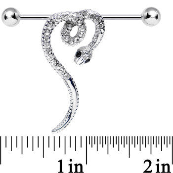 Clear Gem Heart Coiled Snake Industrial Barbell – BodyCandy