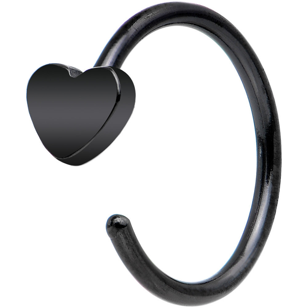 Image of 20 Gauge 5/16 Black IP Stainless Steel Darling Heart Nose Hoop