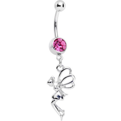 Pink Gem Hovering Fairy Dangle Belly Ring – BodyCandy