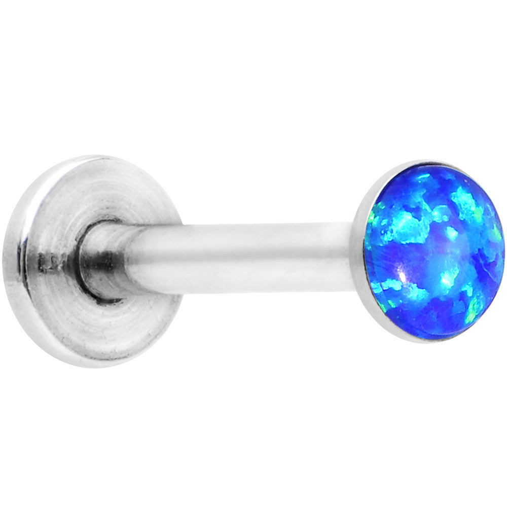 Image of 16 Gauge 5/16 Steel 3mm Synthetic Blue Opal Internal Thread Labret