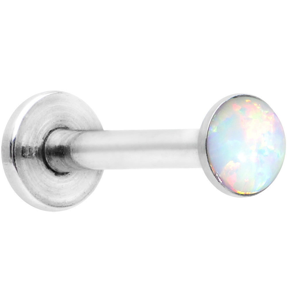 Image of 16 Gauge 5/16" Steel 3mm Synthetic White Opal Internal Thread Labret