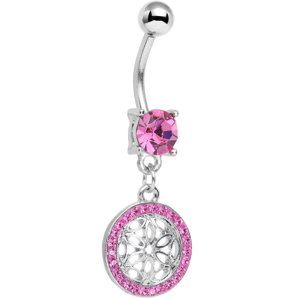 Pink Gem Wear Me Out Woven Pattern Dangle Belly Ring – BodyCandy