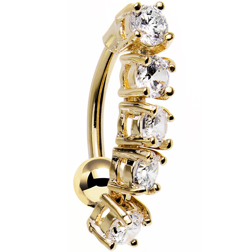 Image of Clear Cubic Zirconia 14kt Gold Plated Cinco Top Mount Belly Ring