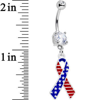 USA American Flag Dangle Belly Ring