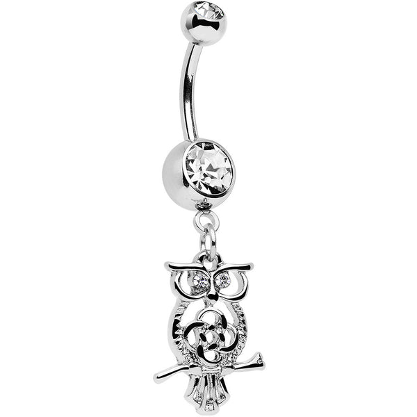 Clear Gem Celtic Knot Perched Owl Dangle Belly Ring – BodyCandy