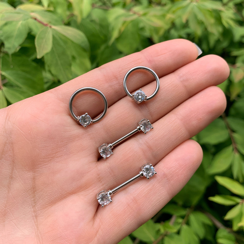 Bolt Style Clip on Non Pierced Nipple Ring Set