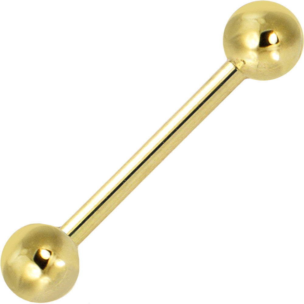 Solid 14KT Yellow Gold Barbell Tongue 