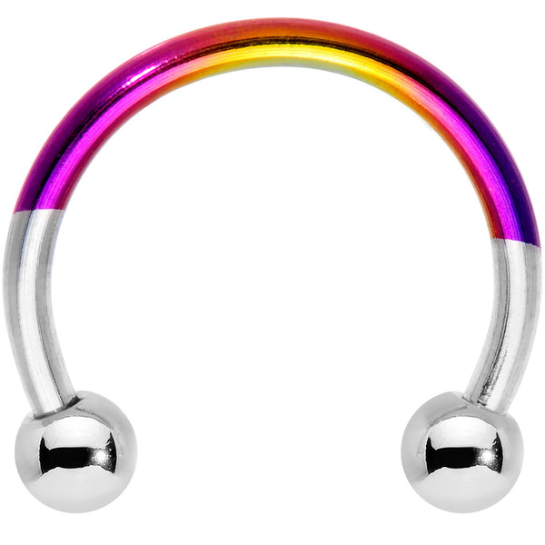 16 Gauge 3/8 Steel Rainbow Two Tone Horseshoe Circular Barbell – BodyCandy