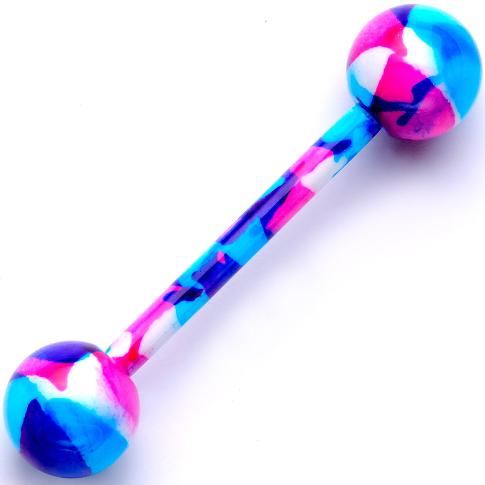 Body Candy Blue Green Pink Neon Silicone Spike Barbell Tongue Ring