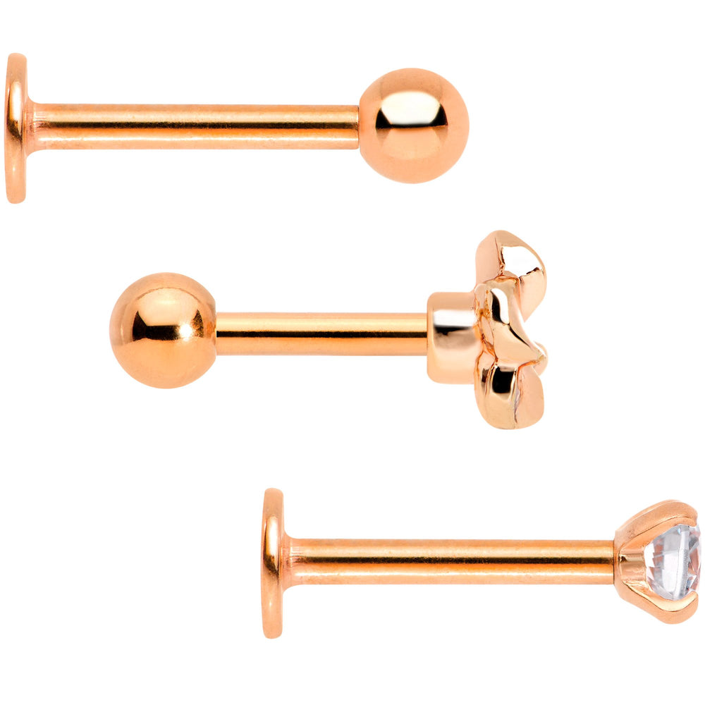 Rose Gold Tone Bolt Style Clip on Non Pierced Nipple Ring Set