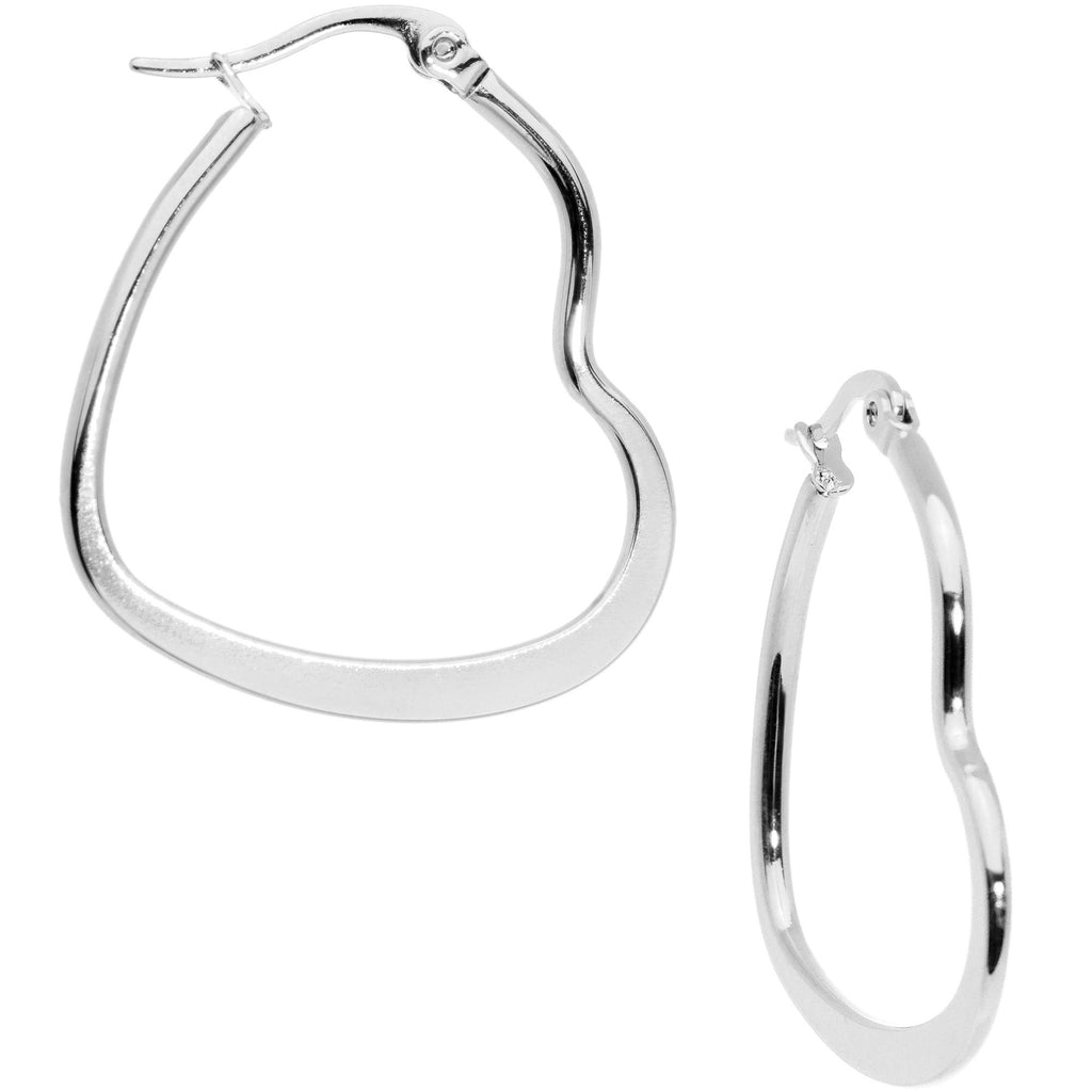 30mm Stainless Steel Heart Hoop Earrings – BodyCandy