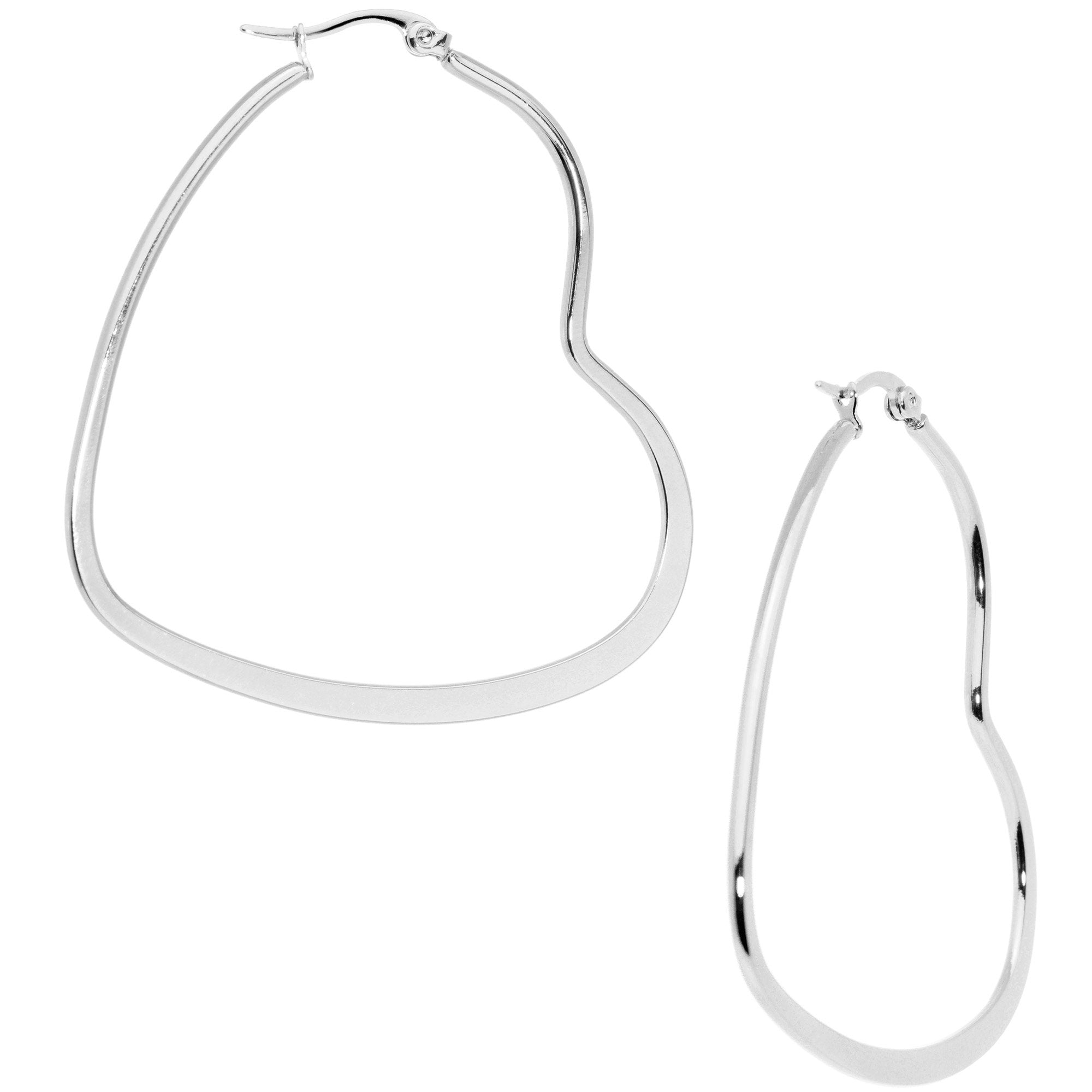 Image of 50mm Stainless Steel Heart Hoop Earrings