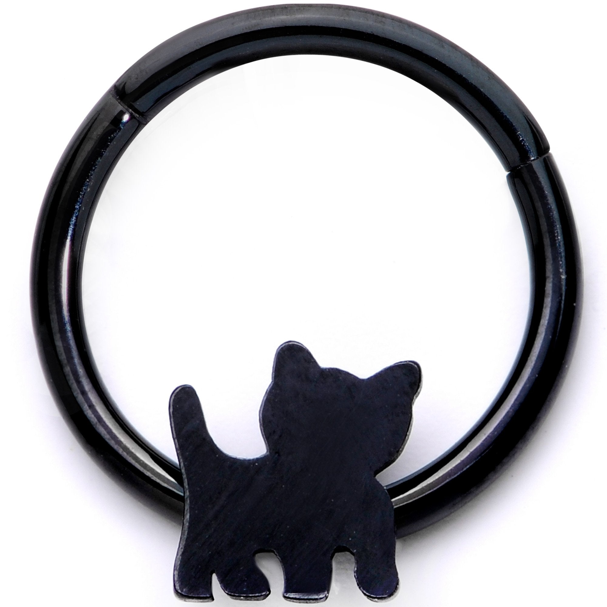 Image of 16 Gauge 3/8 Black Kitty Cat Hinged Segment Ring