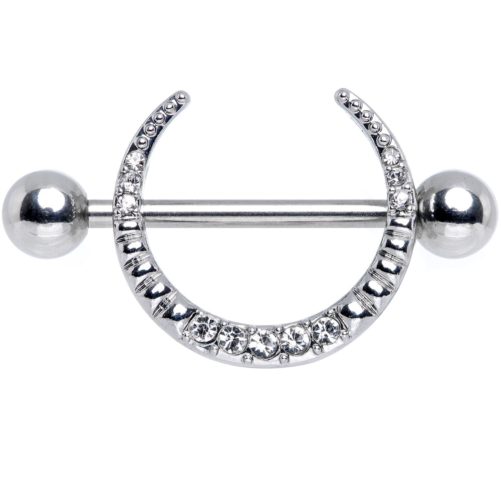 Silver circular with 8-pointed edging nipple piercing – DressTech Store
