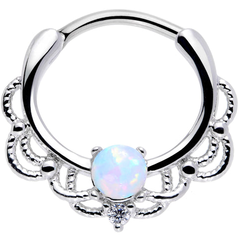 16 Gauge 3/8 White Faux Opal Life of the Party Septum Clicker – BodyCandy