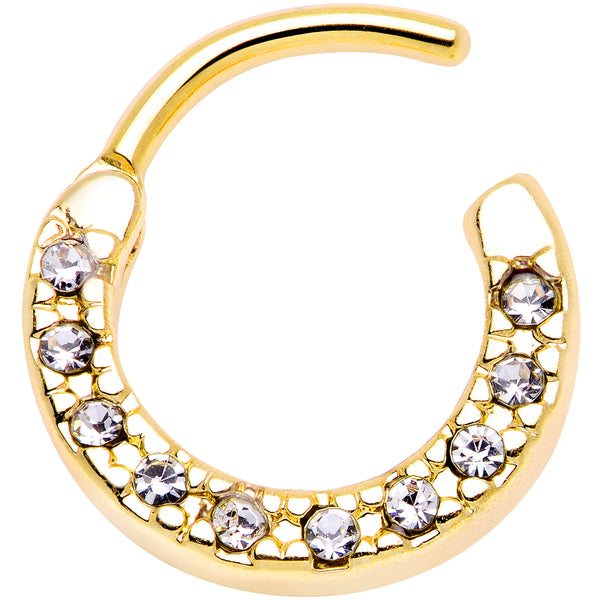 16 Gauge 5/16 Clear Gem Gold Tone Paved Cartilage Clicker – BodyCandy