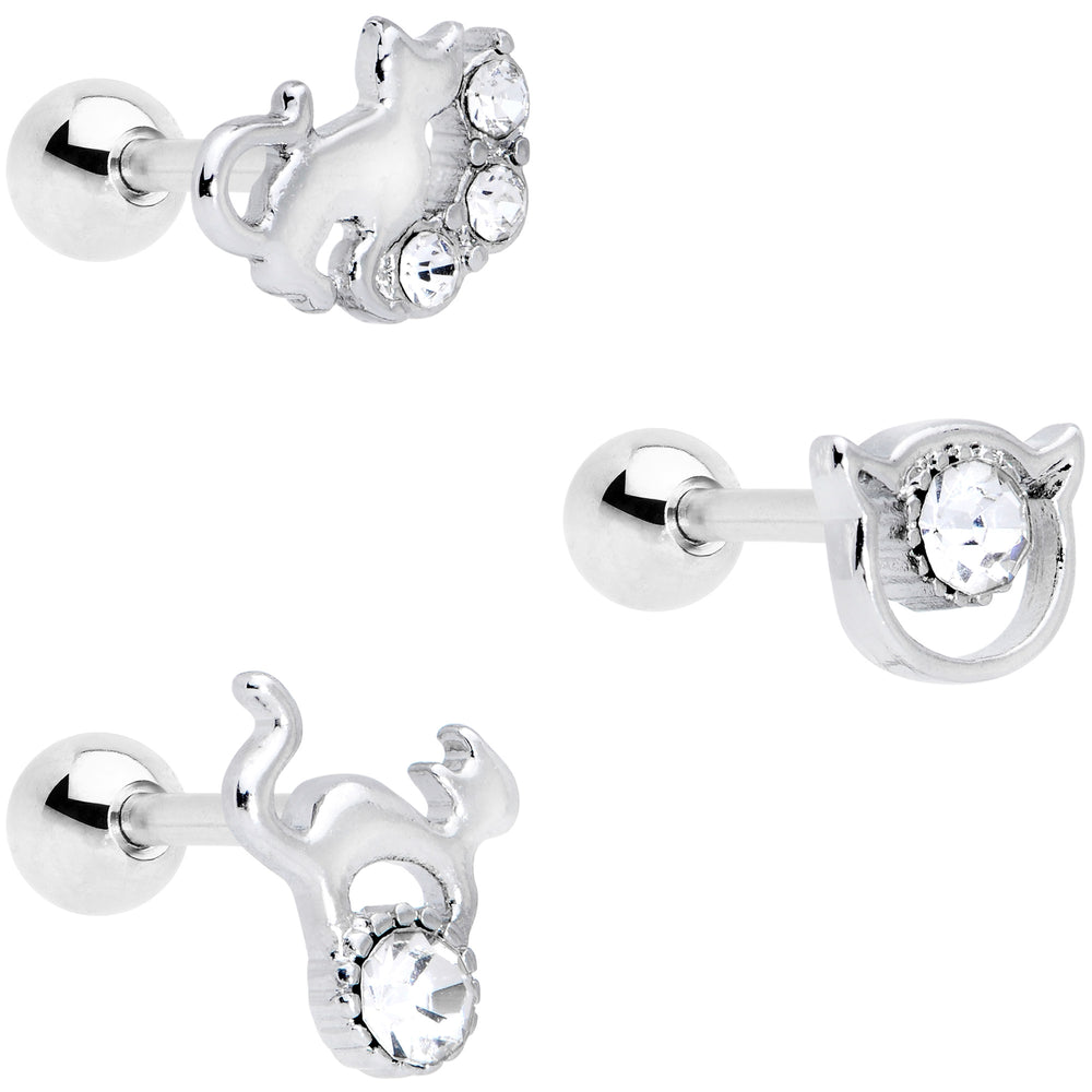 925 Sterling Silver Clear Cubic Zirconia Cartilage Earring