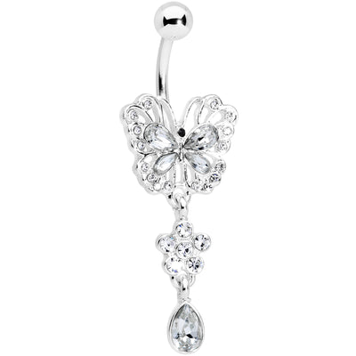 Clear Gem Butterfly Beauties Double Mount Belly Ring Belly Chain – BodyCandy