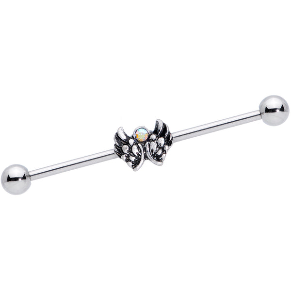 14 Gauge Aurora Gem Angel Wings Christmas Industrial Barbell 38mm ...