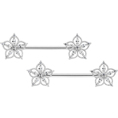 14 Gauge 1/2 Clear CZ Gem Threadless Barbell Nipple Ring Set – BodyCandy