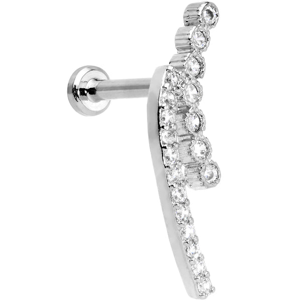 16 Gauge 1/4 Clear CZ Gem Curve Internally Threaded Labret Tragus ...