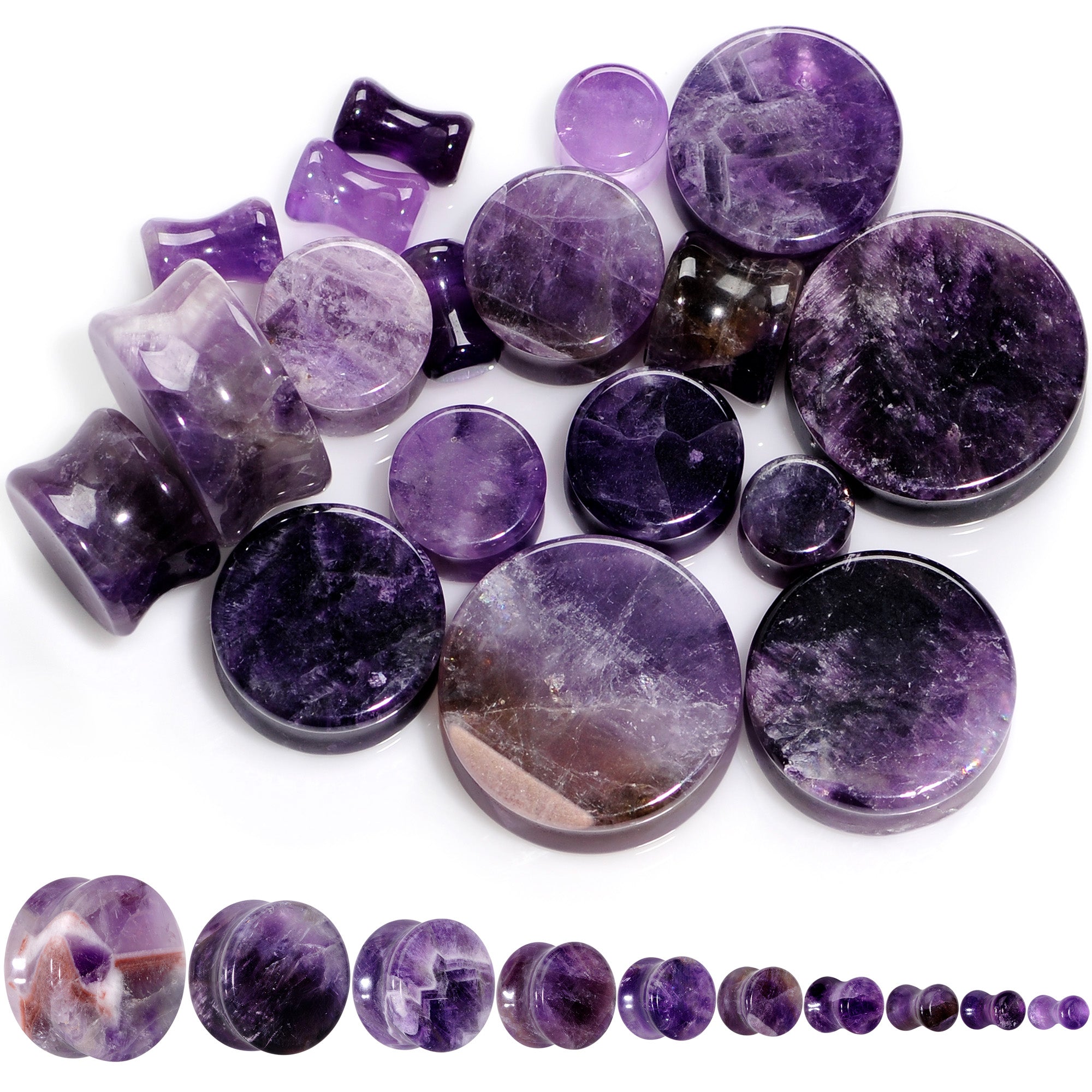 Image of Natural Purple Amethyst Stone Saddle Plug Set