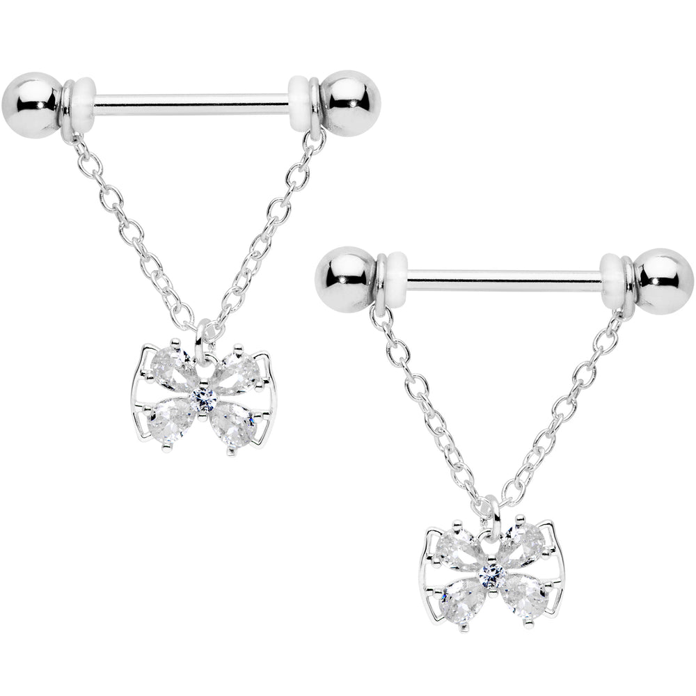 Cute Double Bow Nipple RIng Piercing