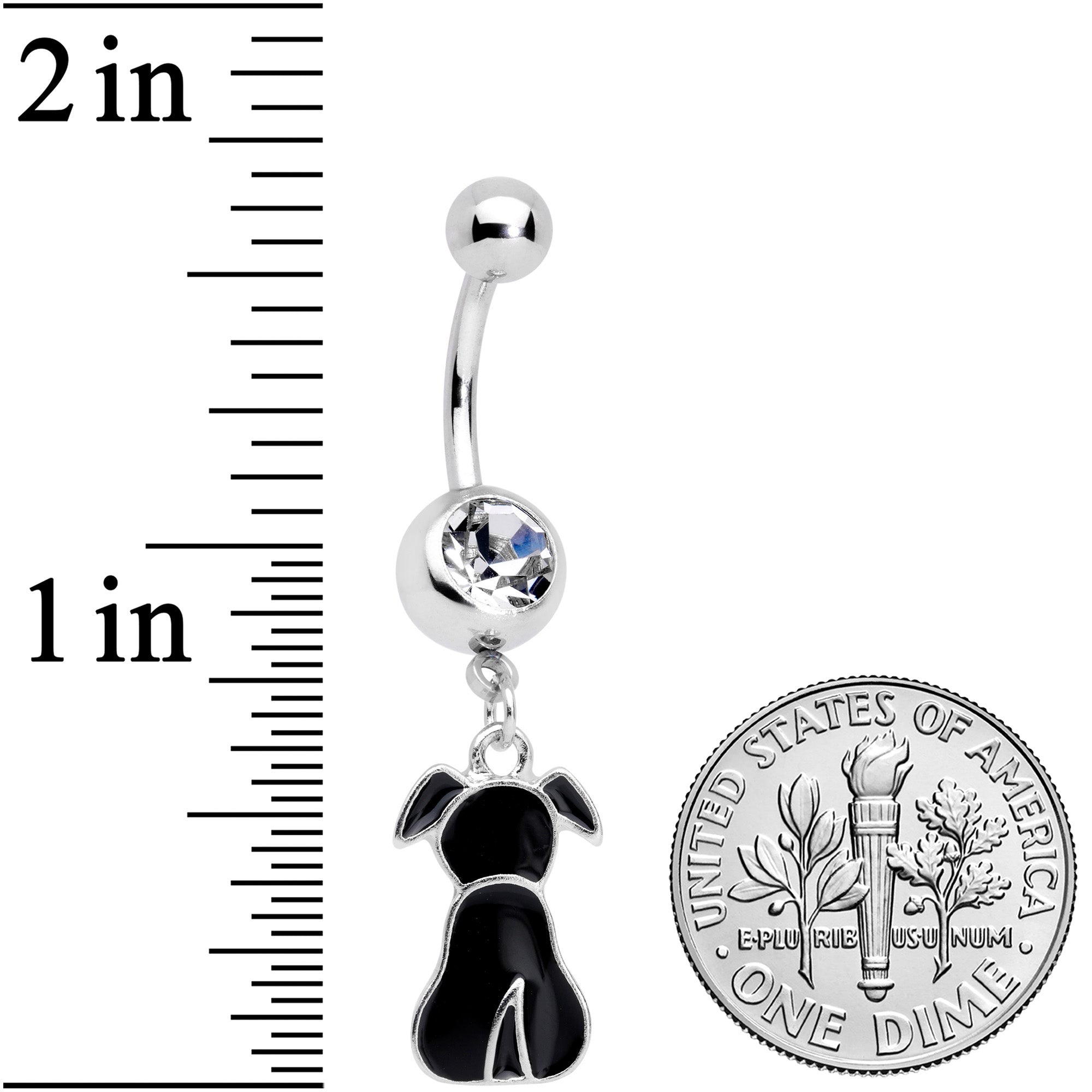 Clear Gem Give a Dog a Bone Double Mount Belly Ring