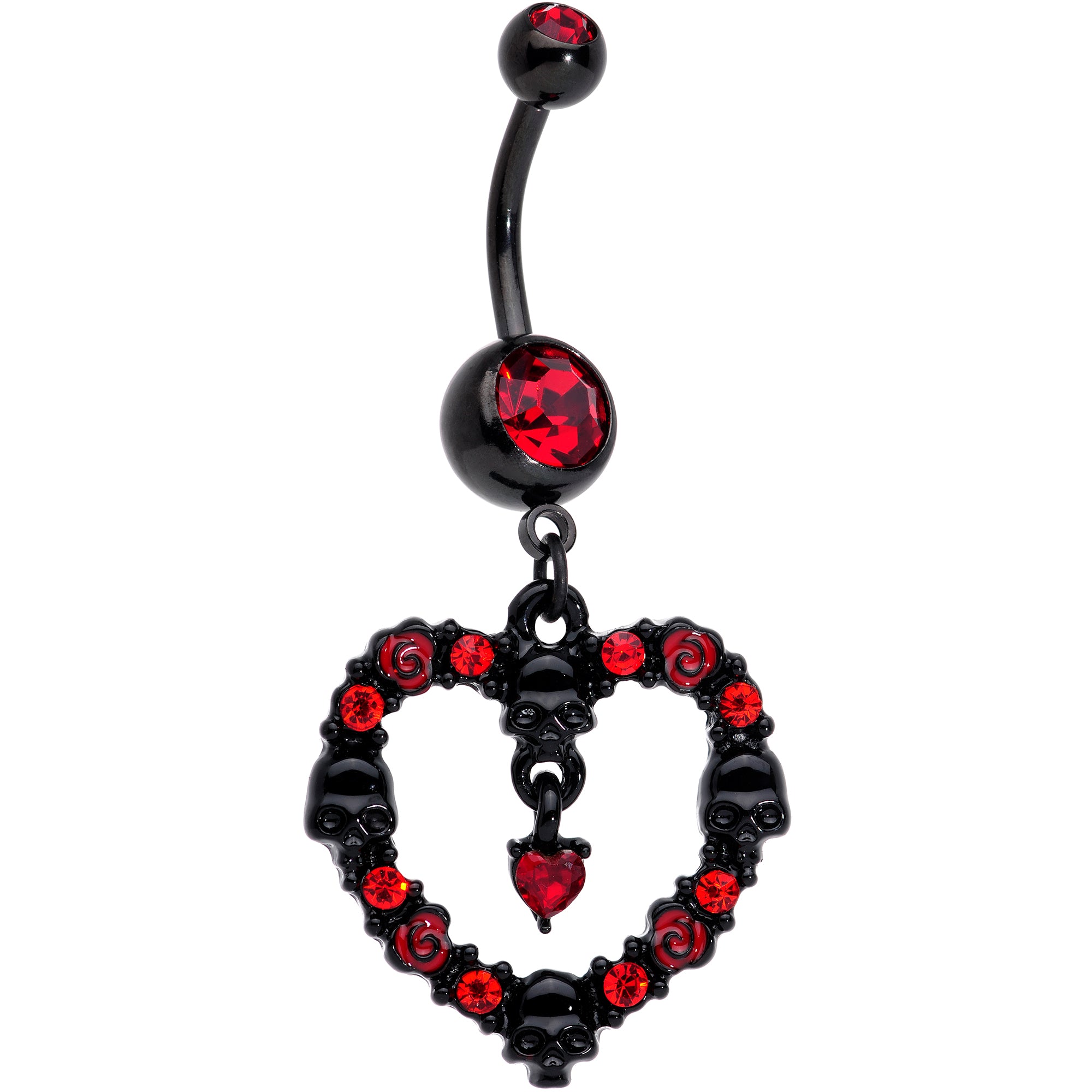 Red Gem Black Sexy Little Spider Halloween Belly Ring