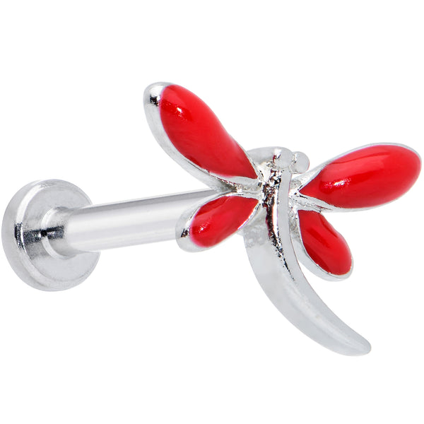 16 Gauge 5/16 Dragonfly Red Wings Internally Threaded Labret Tragus