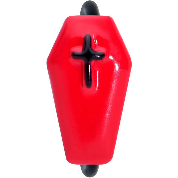 20 Gauge 5/16 Black Red Coffin Halloween Nose Hoop