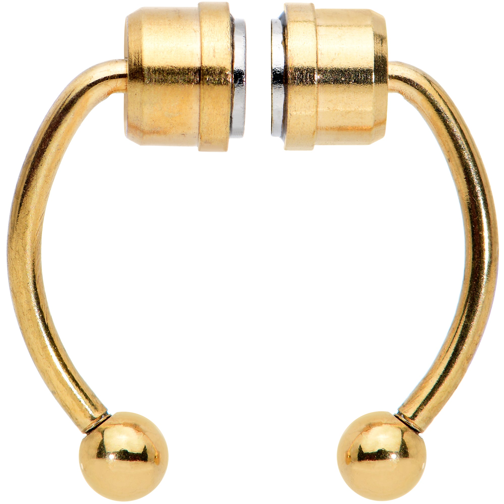Image of Gold Tone Magnetic Septum Ring Horseshoe Non-Pierced Fake Nose Ring