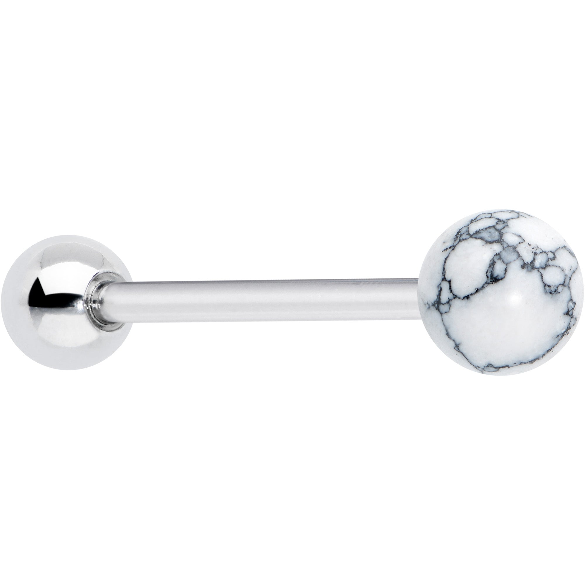 Image of White Howlite Stone Top End Barbell Tongue Ring