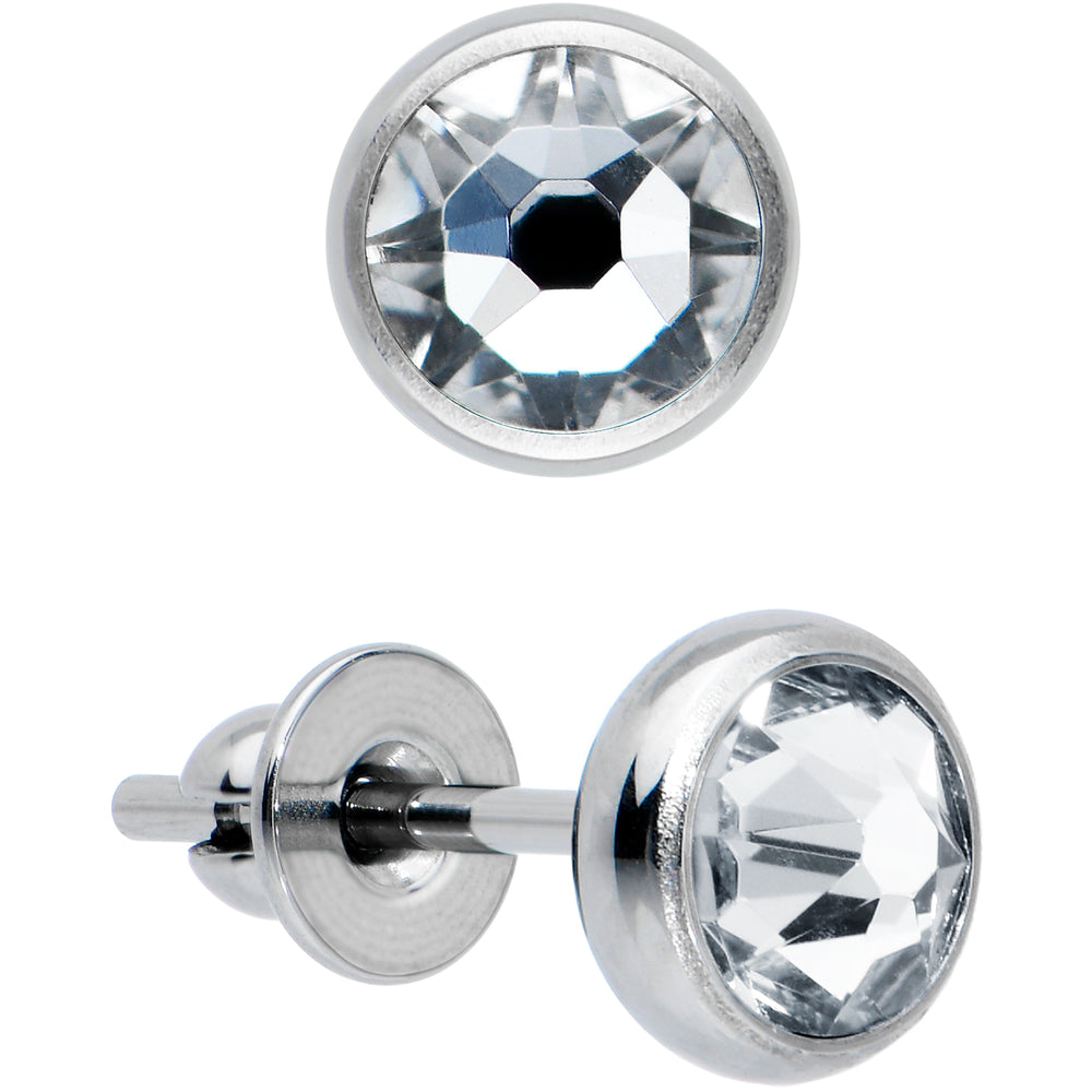 Sterling Silver 4mm Clear Stud Earrings Made with Swarovski Crystals