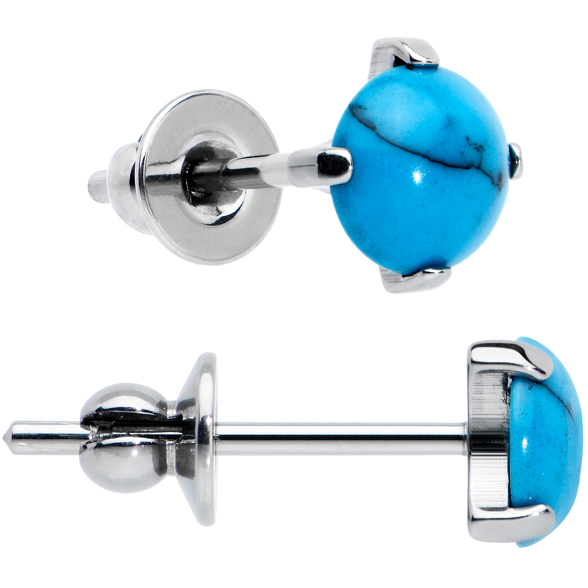 Men's Turquoise Round Stud Earrings Cool Ear Decoration Men - Temu