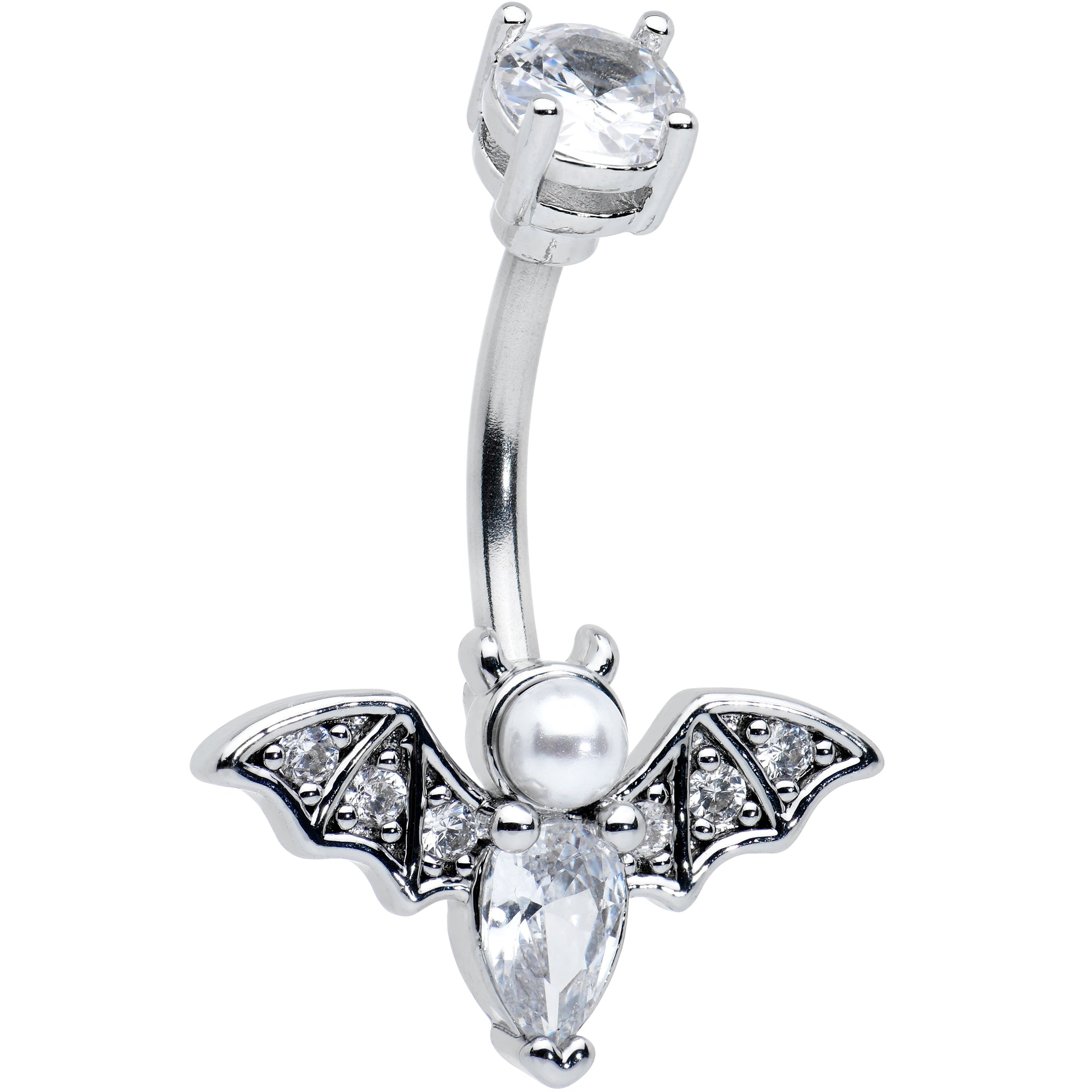 Image of Clear Gem Vampire Bat Halloween Belly Ring