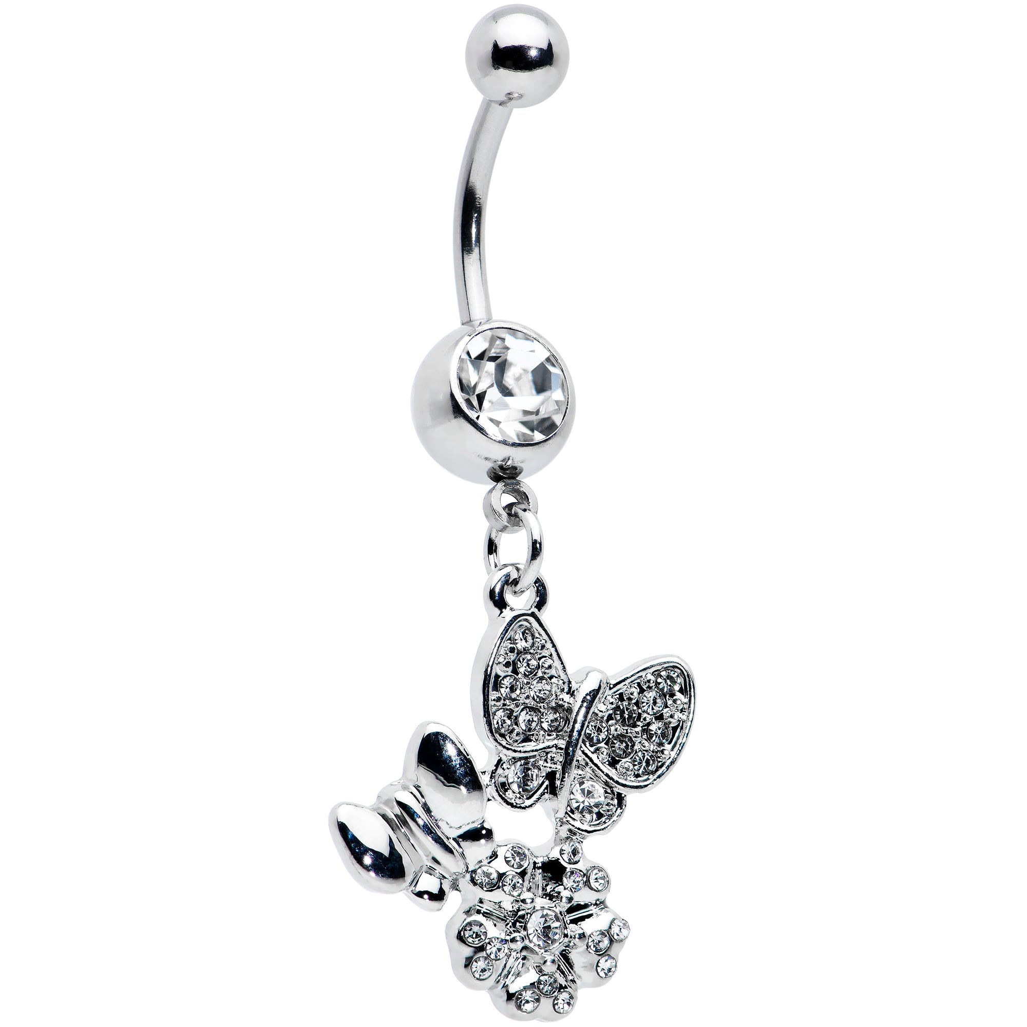 Clear Gem Bright Beauty Butterfly Belly Ring